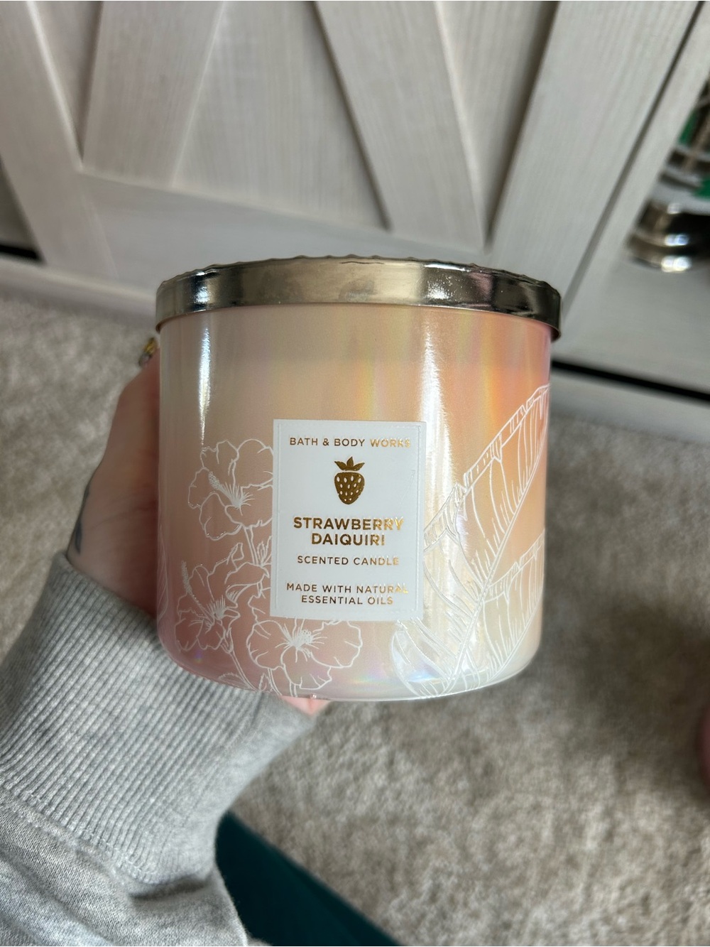 Bath & Body Works Strawberry Daiquiri Iridescent Pink Candle